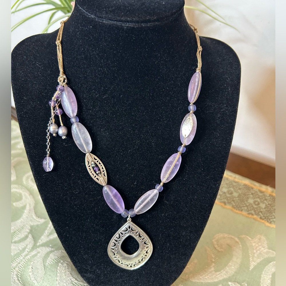 Silpada Amethyst, Pearls and Sterling Silver Necklace